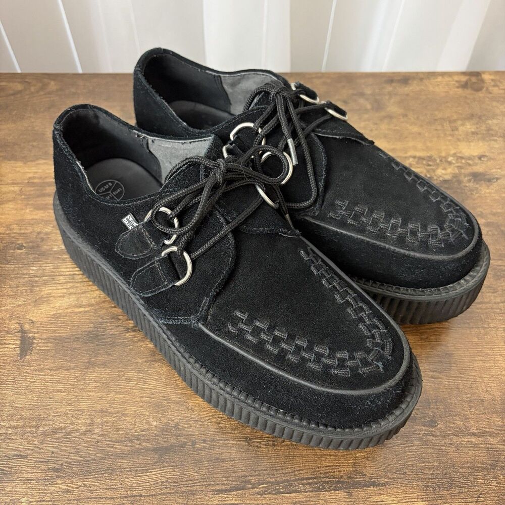 TUK Viva Mondo Creeper Black Suede Platform Shoes Unisex M 8 W 10 Grunge Gothic